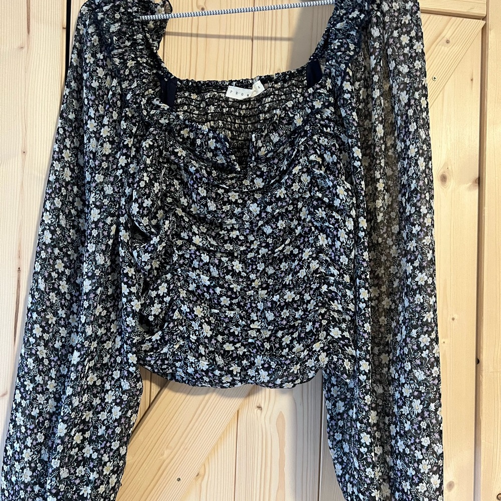 Floral Black and White Women's Top